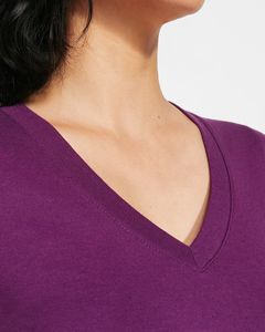 Roly CA6646 - Women's Slim-Fit V-Neck Cotton Tee with Ribbed Finish