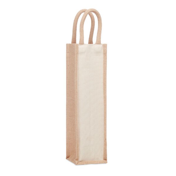 CAMPO DI VINO Elegant Jute and Canvas Wine Gift Bag for One Bottle - GiftRetail MO6258