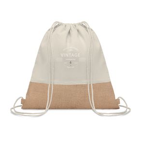 INDIA Eco-Friendly Cotton Drawstring Bag with Jute Accents