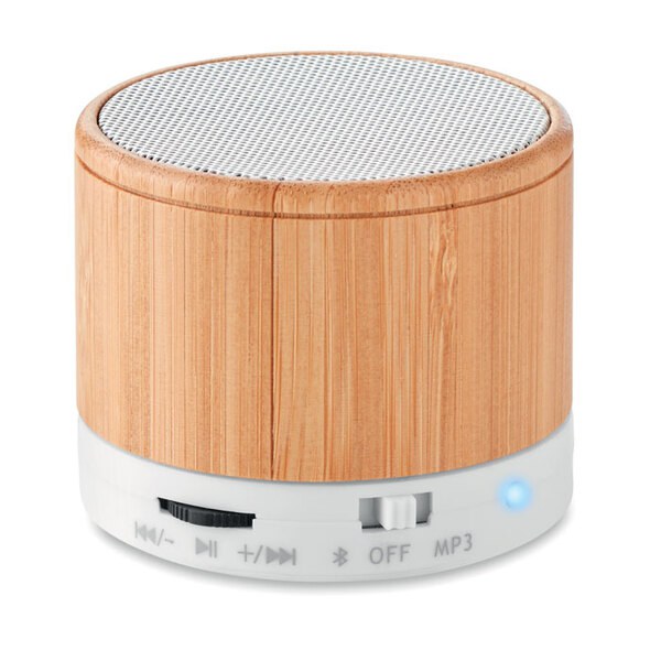 ROUND BAMBOO Haut-parleur sans fil bambou - GiftRetail MO9608