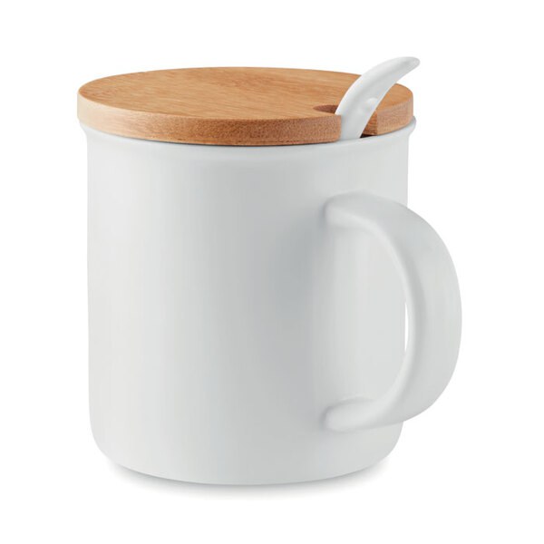 KENYA Mug porcelaine avec cuillère - GiftRetail MO9708