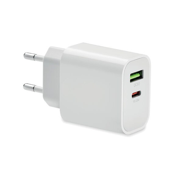 PORT Chargeur 18W 2 ports, prise UE - GiftRetail MO6879