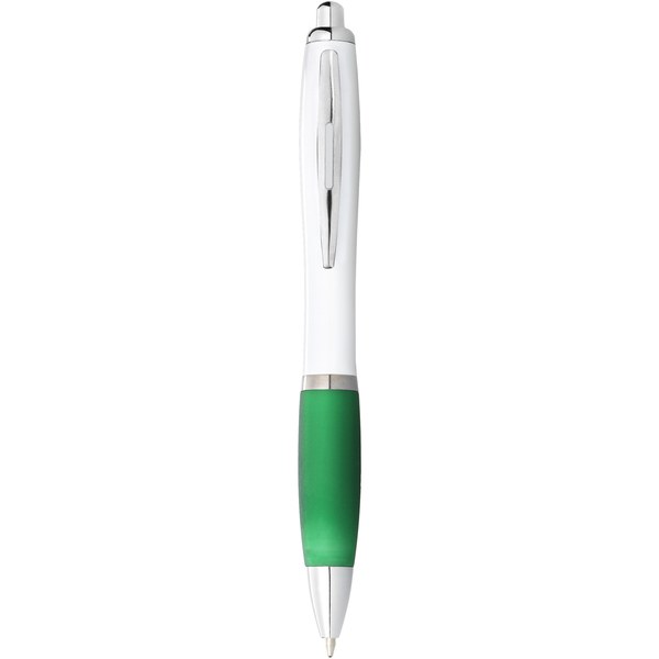Stylo bille avec corps blanc et grip coloré Nash (encre noire) - EgotierPro 106371