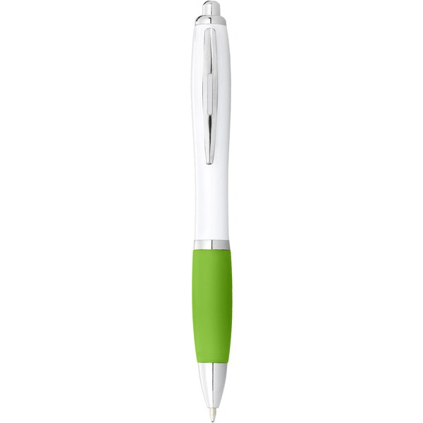Stylo bille avec corps blanc et grip coloré Nash (encre noire) - EgotierPro 106371