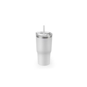 Compact stainless steel travel cup (91% recycled) with vacuum insulated double wall and matt finish 600 mL - Egotier 94372
