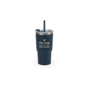 Compact stainless steel travel cup (91% recycled) with vacuum insulated double wall and matt finish 600 mL - Egotier 94372