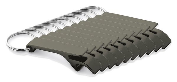 Pack de 10 Egotier 93151 - Porte-clés en aluminium avec ouvre-capsules