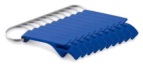 Pack de 100 Egotier 93151 - Porte-clés en aluminium avec ouvre-capsules