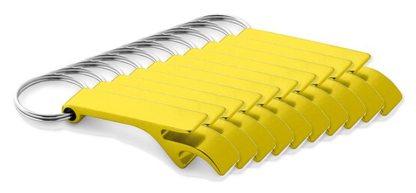 Pack de 100 Egotier 93151 - Porte-clés en aluminium avec ouvre-capsules