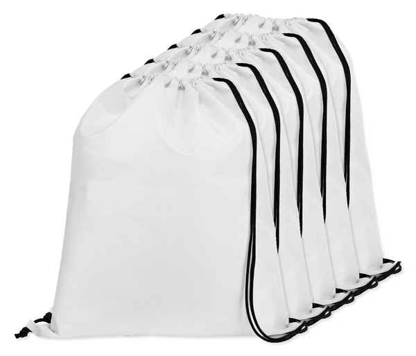 Pack de 5 Egotier 92910 - Sac à dos 210D avec cordons de serrage noirs