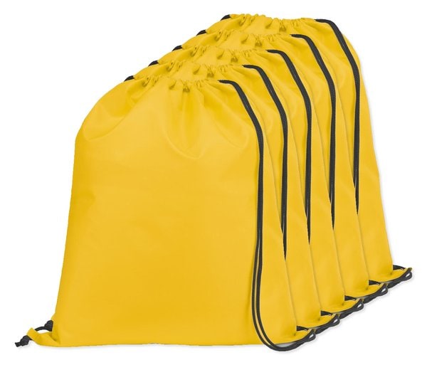 Pack de 5 Egotier 92910 - Sac à dos 210D avec cordons de serrage noirs