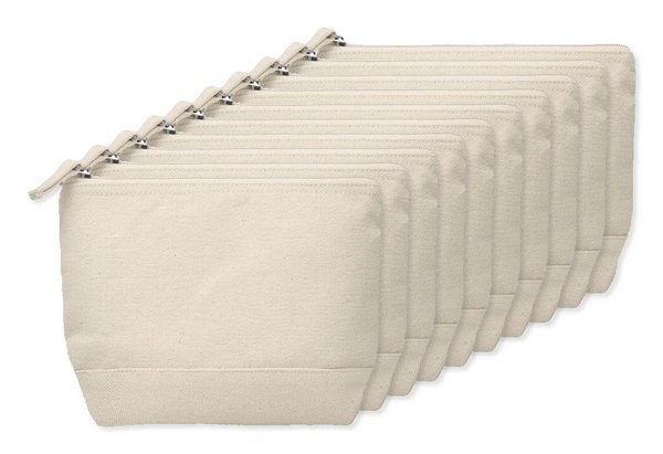Pack of 10 GiftRetail MO9815 - KLEUREN Stylish Two-Tone Cotton Cosmetic Bag with Zipper