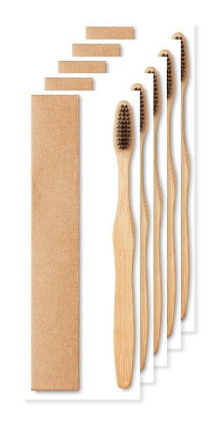 Pack de 50 GiftRetail MO9877 - DENTOBRUSH Brosse à dents en bambou