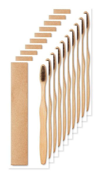Pack de 100 GiftRetail MO9877 - DENTOBRUSH Brosse à dents en bambou