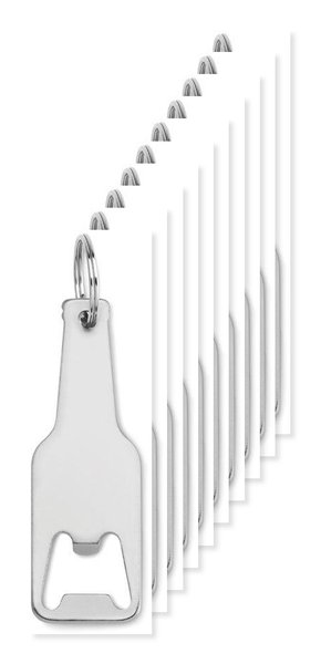 Pack de 10 GiftRetail MO9247 - BOTELIA Porte-clés decapsuleur en alu