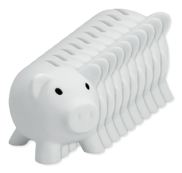 Pack de 100 GiftRetail MO8132 - SOFTCO Tirelire Cochon Moderne en PVC avec Bouchon ABS
