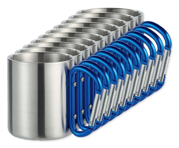 Pack de 100 GiftRetail MO8313 - TRUMBO Mug acier et anse mousqueton