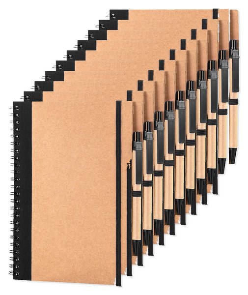Pack de 10 Goya 30108 - Carnet A5 cartonné à anneaux avec stylo RECIKLA