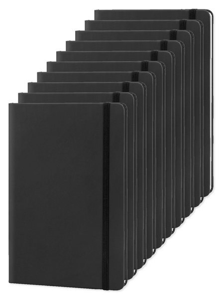 Pack de 10 Goya 30083 - Carnet A5 couverture PU, élastique, 96 pages LUXE
