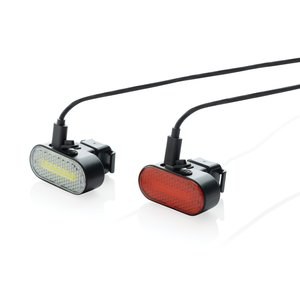XD Collection P513.84 - Lumino RCS recycled plastic USB re-chargeable bike light set