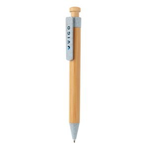 XD Collection P610.54 - Stylo en bambou avec clip en paille de blé