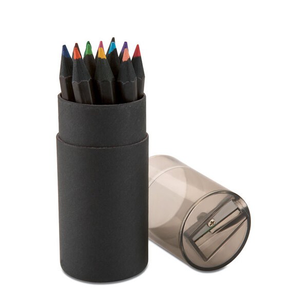 BLOCKY 12 crayons de couleurs noirs - GiftRetail IT3630