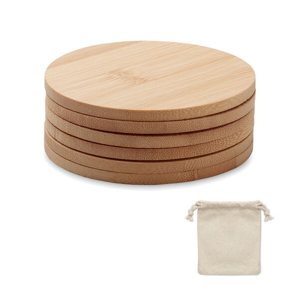 BAYIN SET Lot de 6 sous-verres en bambou - GiftRetail MO6601