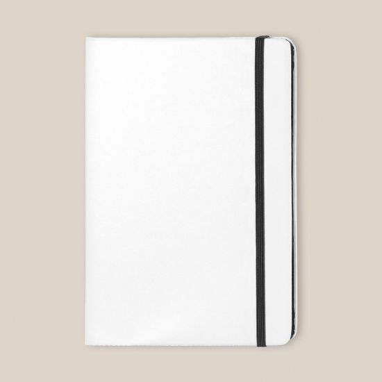 Carnet PU blanc avec bande élastique colorée COLORE