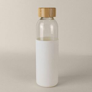 Goya 50019 - Bouteille en verre 500 ml, capuchon bambou et gaine silicone GIN