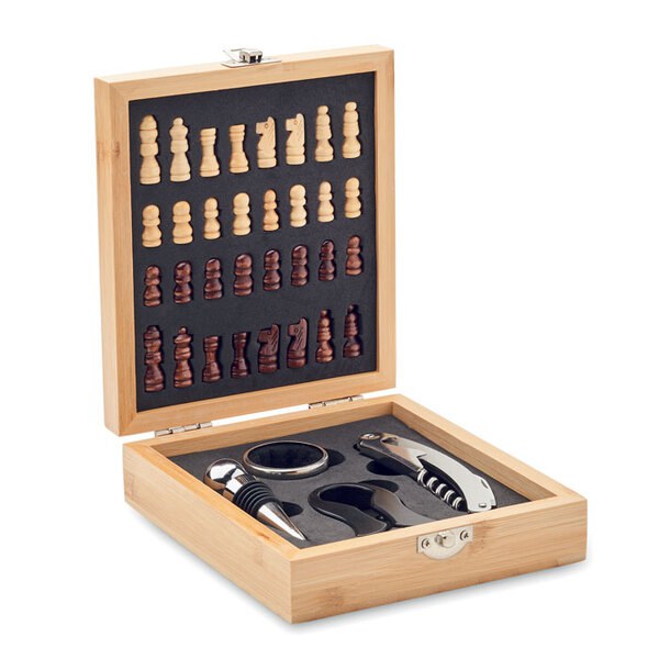 CHESSET Set à vin et jeu déchecs - GiftRetail MO2393