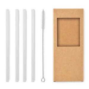 GLAW 4 pailles verre réutilisables - GiftRetail MO2452