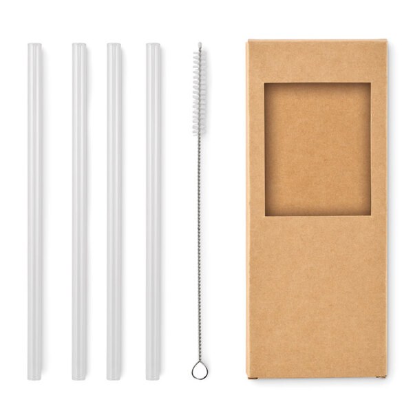 GLAW 4 pailles verre réutilisables - GiftRetail MO2452