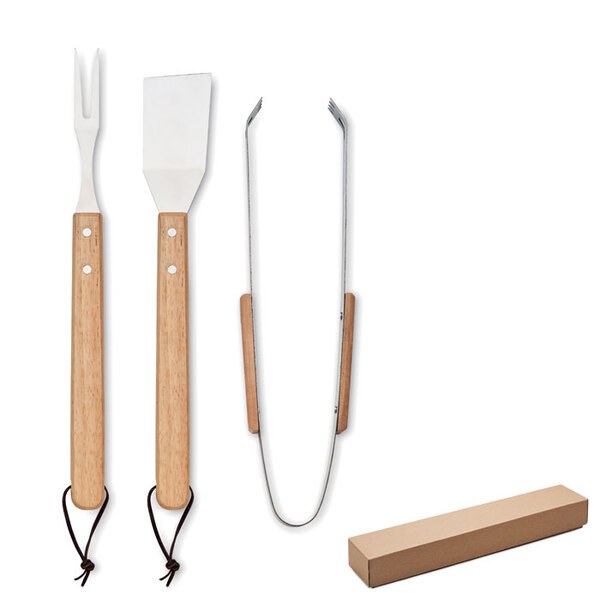 SMOKEY Set de barbecue  en chêne - GiftRetail MO2546