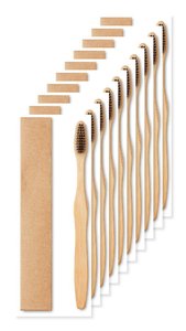 Pack de 100 GiftRetail MO9877 - DENTOBRUSH Brosse à dents en bambou