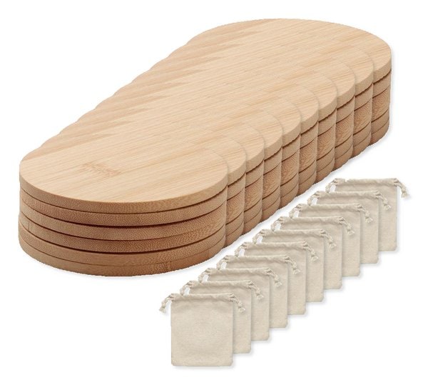 Pack de 100 GiftRetail MO6601 - BAYIN SET Lot de 6 sous-verres en bambou