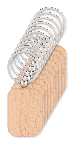 Pack de 100 GiftRetail MO9774 - POTY WOOD Porte-clés rectangulaire  bois