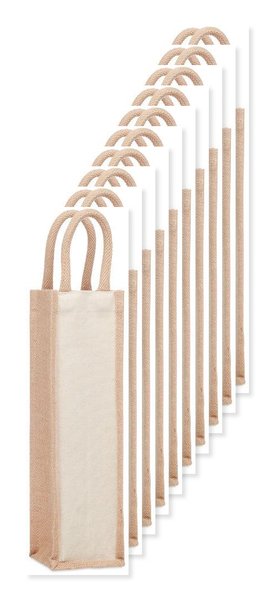 Pack de 10 GiftRetail MO6258 - CAMPO DI VINO Sac en jute pour une bouteille