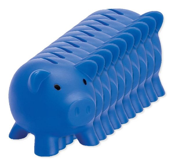 Pack de 10 GiftRetail MO8132 - SOFTCO Tirelire Cochon Moderne en PVC avec Bouchon ABS