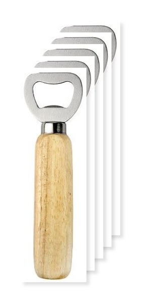 Pack de 5 Goya 38042 - Ouvre-bouteille en acier inoxydable avec manche en bois OAK