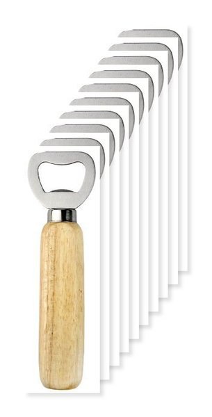 Pack de 10 Goya 38042 - Ouvre-bouteille en acier inoxydable avec manche en bois OAK