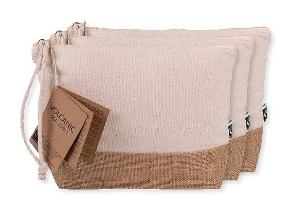 Pack of 30 Goya 52011 - Fairtrade Cotton Zip Pouch with Cord Handle VOLCANIC