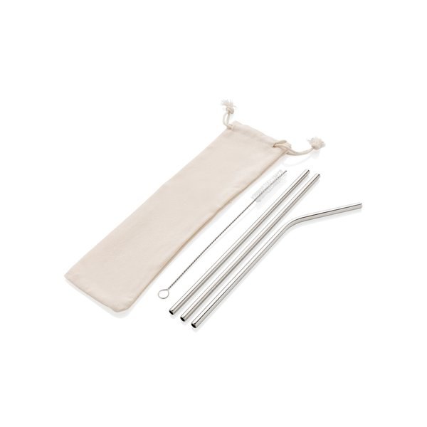 Ensemble de 3 pailles réutilisables en acier inoxydable