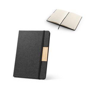 Cahier A5 à couverture rigide fabriquée à partir de tissu PET 100% recyclé, avec des pages lignées en papier recyclé - Egotier 93585