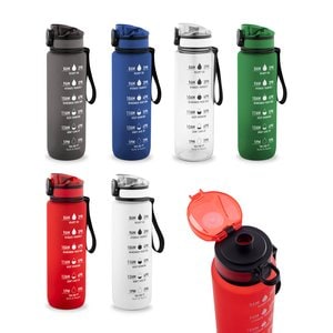 Bouteille en PET recyclé (100 % rPET), avec des phrases motivantes et des repères horaires pour vous encourager à boire de l’eau - Egotier 94448